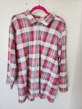 Vintage 90s Color Club Plaid Zip Front Shirt Jacket Shacket